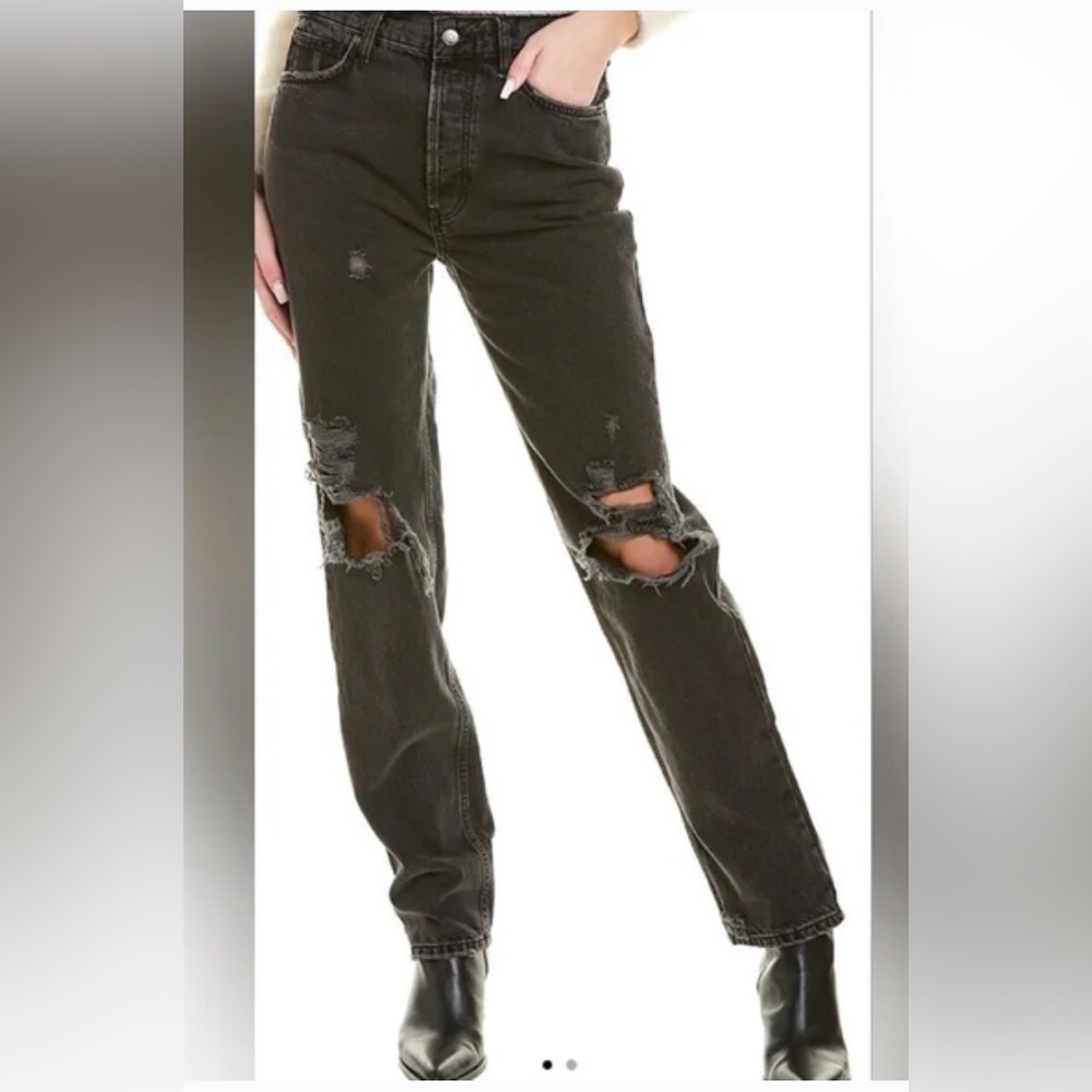 New 𝅺Free People Denim Jeans Black Washed The Lasso  Size:27 NWOT